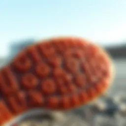 Detailed view of Lakai gum sole showcasing its unique texture and grip