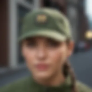 Stylish army green Adidas hat on a model outdoors