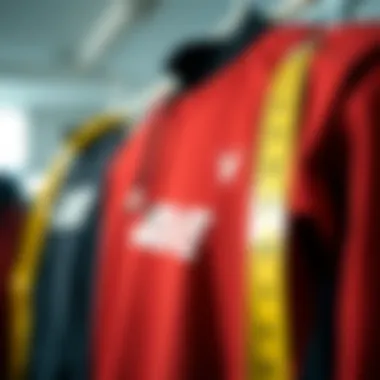 Measuring tape alongside sweatshirts for sizing