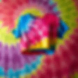 A colorful tie dye crop top displayed against a vibrant background.