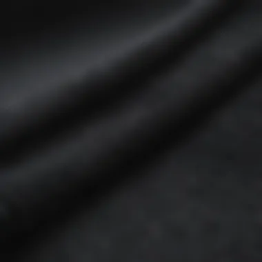 Close-up of fabric texture and features of the black cropped quarter zip