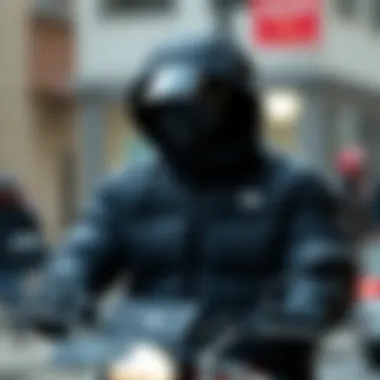 Cultural context of the black hooded puffer jacket in urban settings