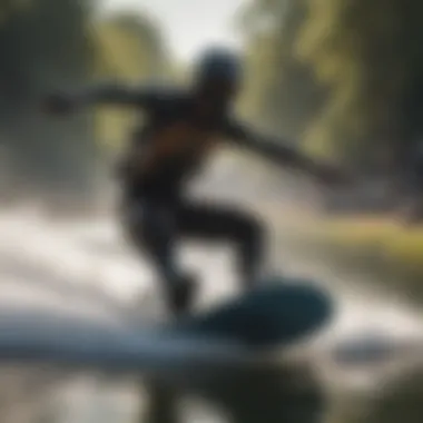 Advanced Riding Techniques An experienced rider demonstrating advanced tricks on a wakeboard