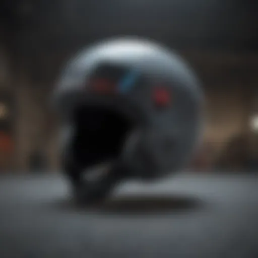 A close-up view of a slim skateboard helmet showcasing advanced aerodynamics.