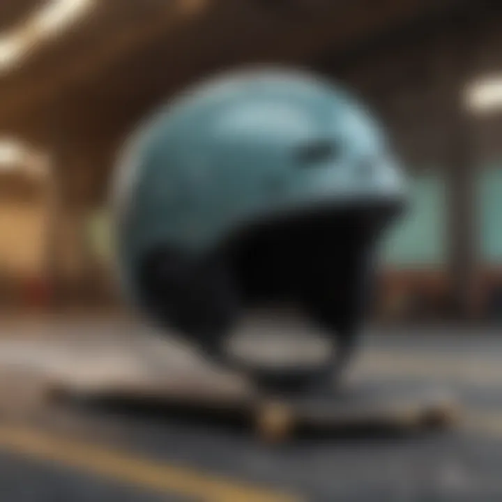 An infographic detailing safety features of slim skateboard helmets.