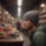 Beanies displayed in a vintage market setting