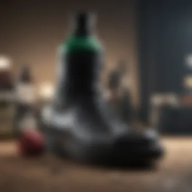 The Cure Shoe Cleaner A close-up of The Cure shoe cleaner bottle with eco-friendly ingredients