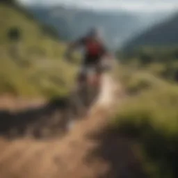 A breathtaking mountain landscape with a bike trail winding through it