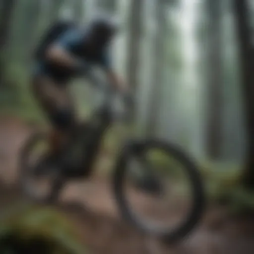 Mountain biker navigating a challenging trail