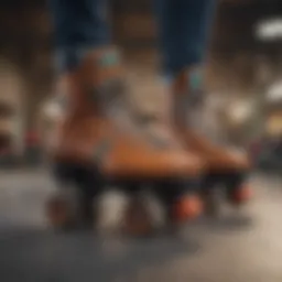 A close-up view of innovative roller skate designs highlighting unique features