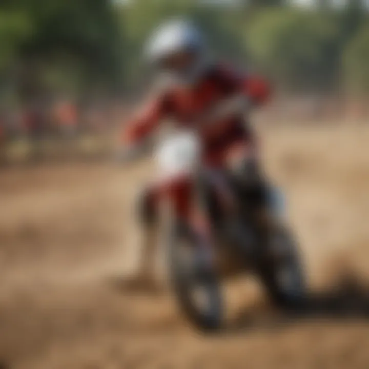 A skilled rider training on a dirt track, demonstrating agility and control.