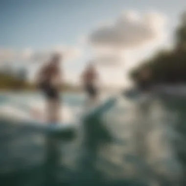 A group of wake surfers enjoying a day on the water.