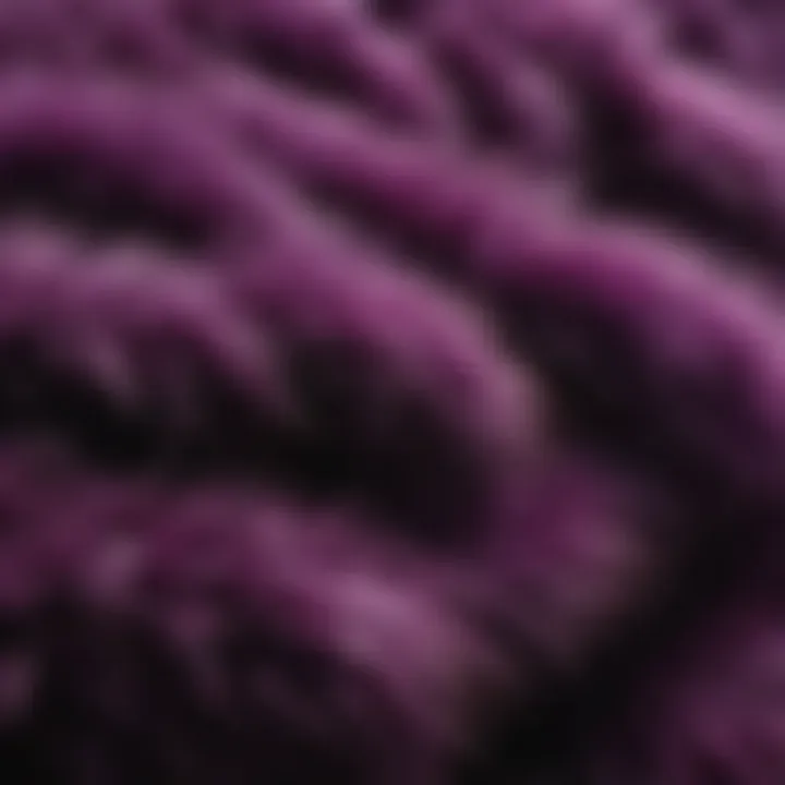 Close-up of purple fur fabric highlighting texture and quality