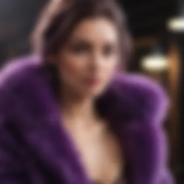 Stylish outfit featuring a purple fur jacket, demonstrating personal expression