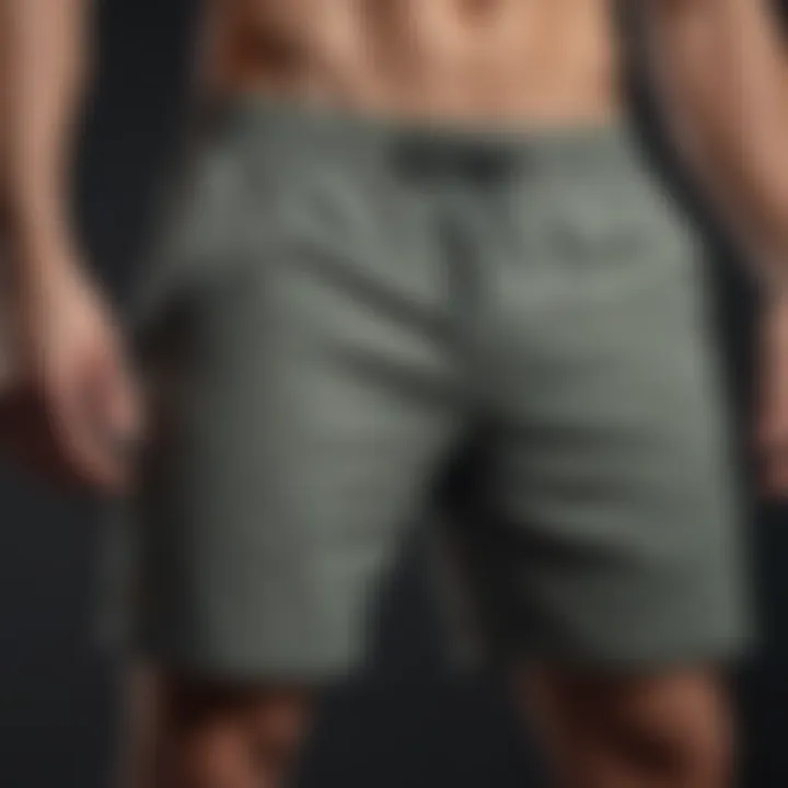 Properly fitted sweat shorts on display