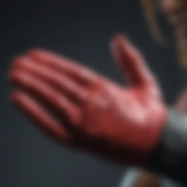 Close-up of glove materials showcasing durability