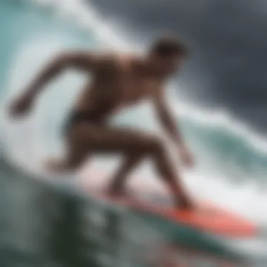 Visual representation of a bodysurfer riding a wave, exemplifying skill and technique