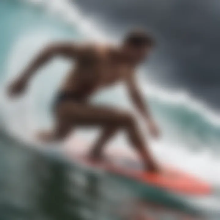 Visual representation of a bodysurfer riding a wave, exemplifying skill and technique