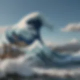 The iconic wave crashing against Mount Fuji in Hokusai's artwork