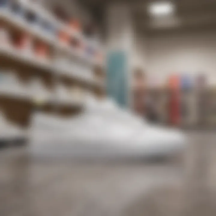 Trendy white Janoskis displayed in a retail environment