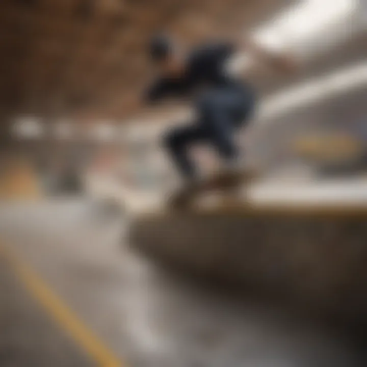 A vibrant skate park filled with dynamic activity