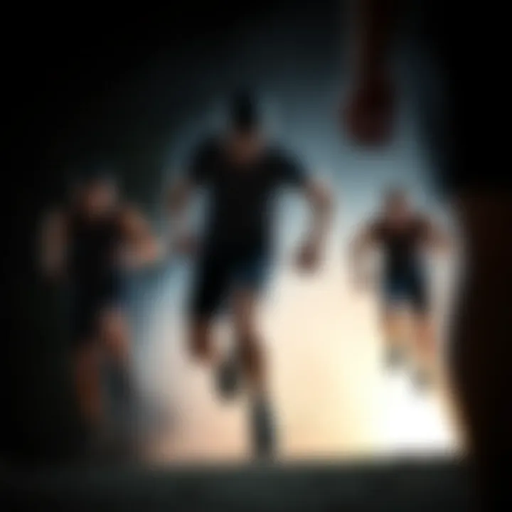 Athletes engaging in extreme sports wearing black mesh shorts