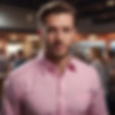 Occasions to Wear the Pink Button Down Shirt A modern setting featuring individuals wearing pink button down shirts at an event