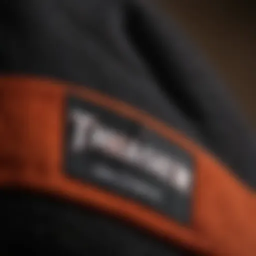 A close-up view of a Thrasher beanie highlighting its intricate stitching and logo