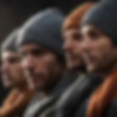 Close-up of various materials used in slouchy beanies