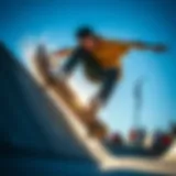 Dynamic skateboarder showcasing advanced tricks with superior grip