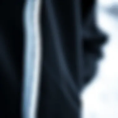 Close-up of the fabric texture of a black zippy hoodie