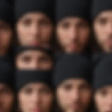 Close-up of different black beanie styles representing cultural significance in extreme sports