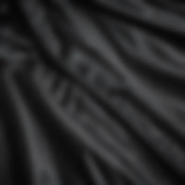 Close-up of the fabric texture of a black zip up windbreaker