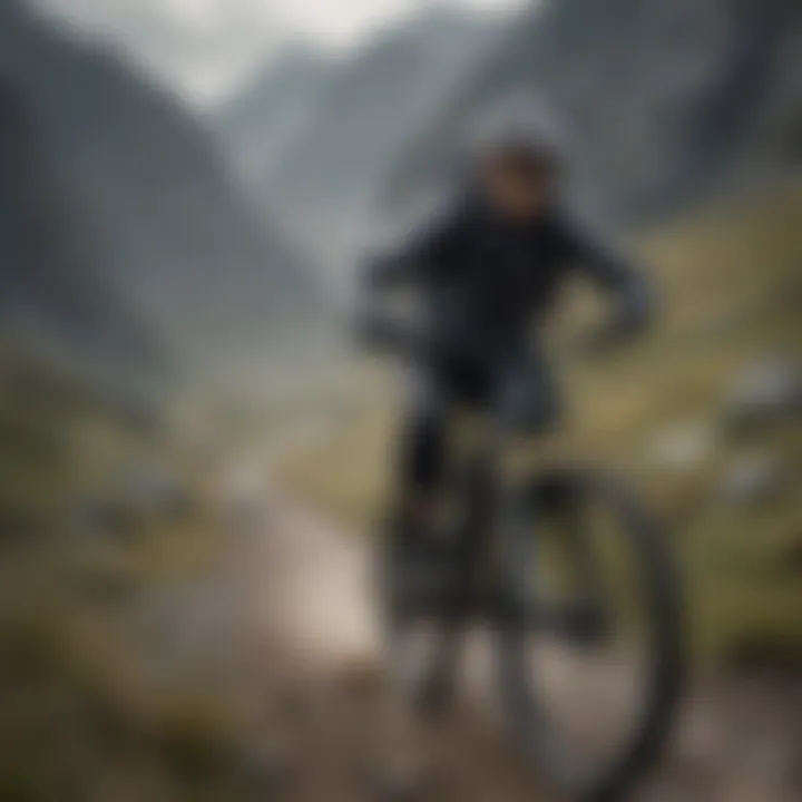 Dark grey shirt during a mountain biking adventure, showcasing its adaptability in outdoor settings.