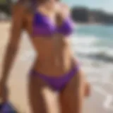 Elegant purple bikini set on a sun-soaked beach