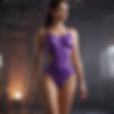 Stylish one-piece purple swimsuit with unique design