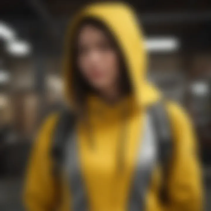 A stylish yellow hoodie paired with innovative extreme sports gear, highlighting fashion and function