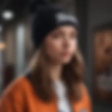 Thrasher Beanie as a Fashion Statement A young person wearing a Thrasher beanie, showcasing street fashion