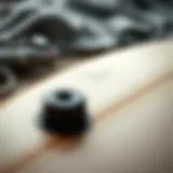 A close-up view of Torq surfboard materials showcasing their durability and design