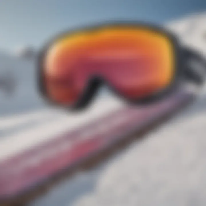 A close-up of snowboard materials highlighting performance features and textures.