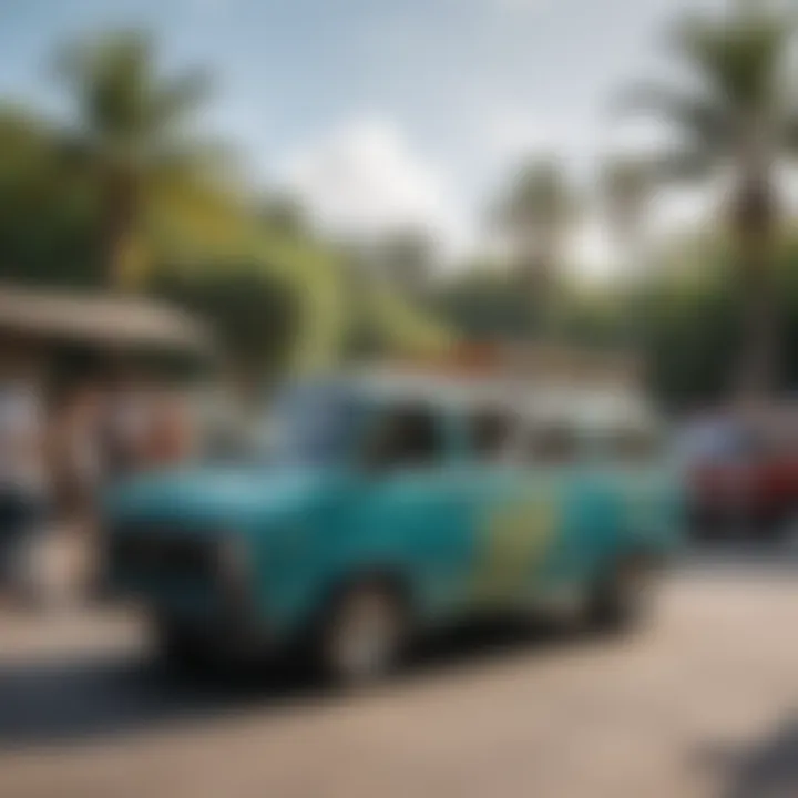 Group of enthusiasts admiring Tropical Vans Old Skool at a skate park