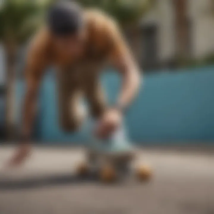 Skater performing tricks while wearing Tropical Vans Old Skool on a skateboard