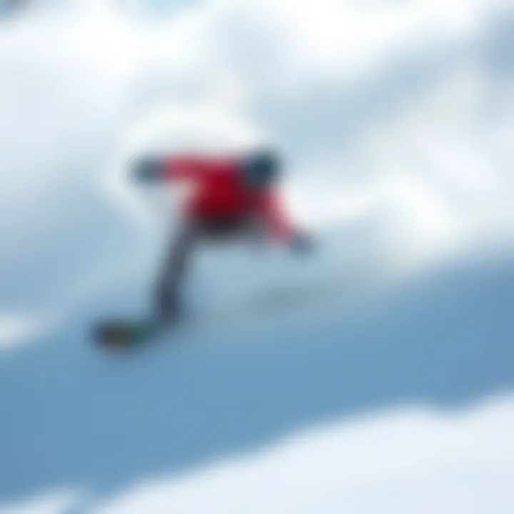 Snowboarder performing tricks in deep powder snow using a twin tip snowboard