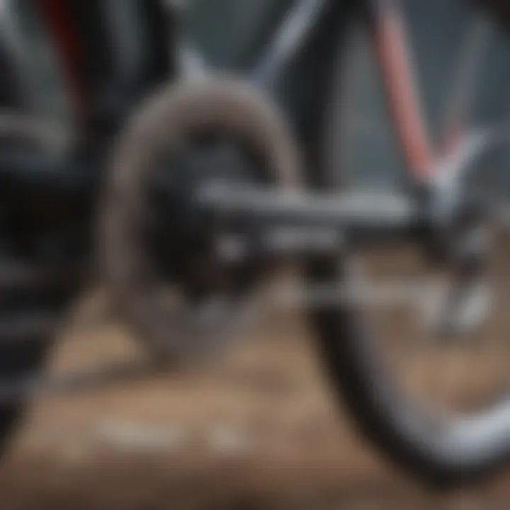 Close-up of a bicycle chain in motion