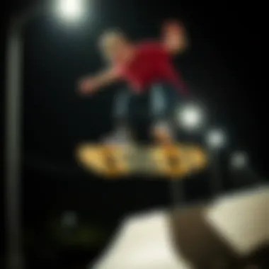 Skateboarding with DC Shoes Skateboarder performing a trick in DC Shoes