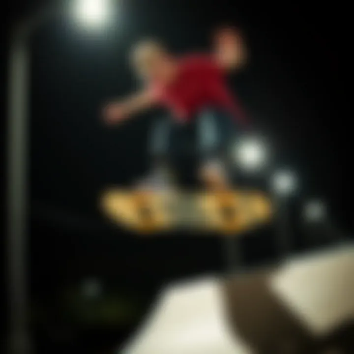 Skateboarding with DC Shoes Skateboarder performing a trick in DC Shoes