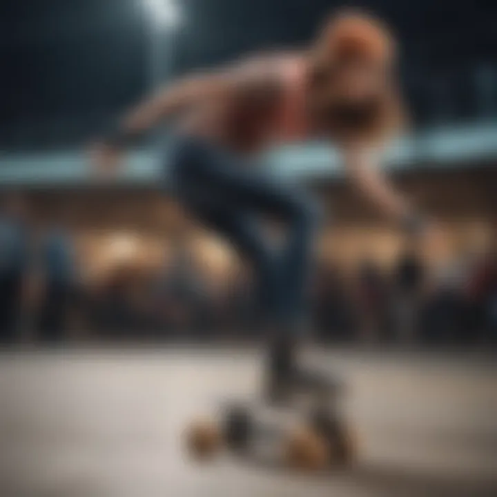 Side profile of a skater performing a maneuver on impala skates