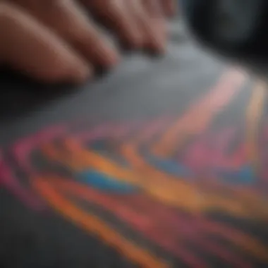 A close-up view of Juice WRLD's grip tape showcasing intricate designs and vibrant colors.