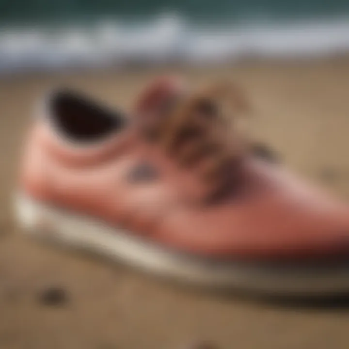 Close-up of materials used in O'Neill surf shoes, highlighting durability and performance