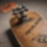 Detailed view of a primitive skateboard deck showcasing artwork